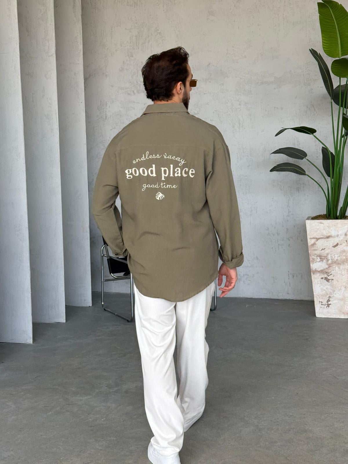 Linen Oversize Shirt - Kahki | GML.013