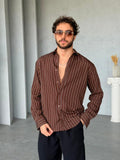 Vertical Striped Shirt - Brown | GML.012