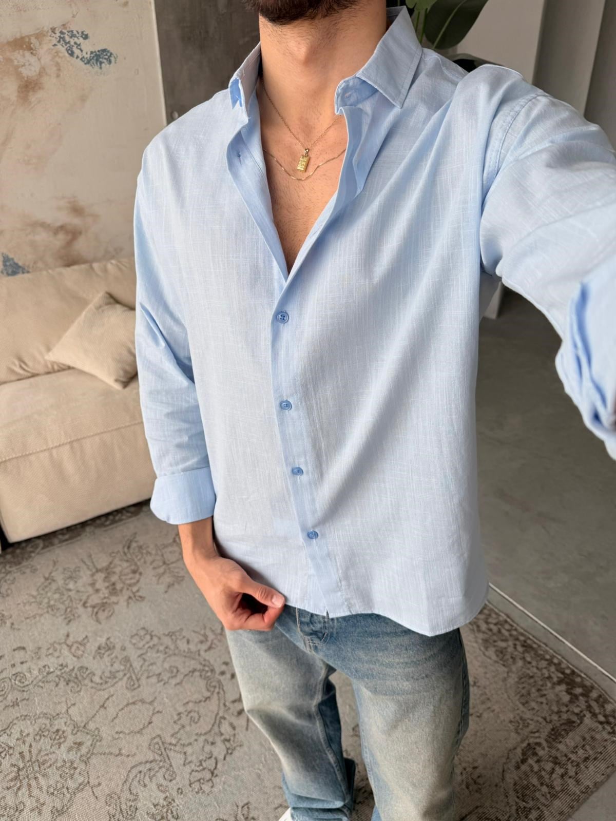 Soft Texture Shirt - Baby Blue | GML.019