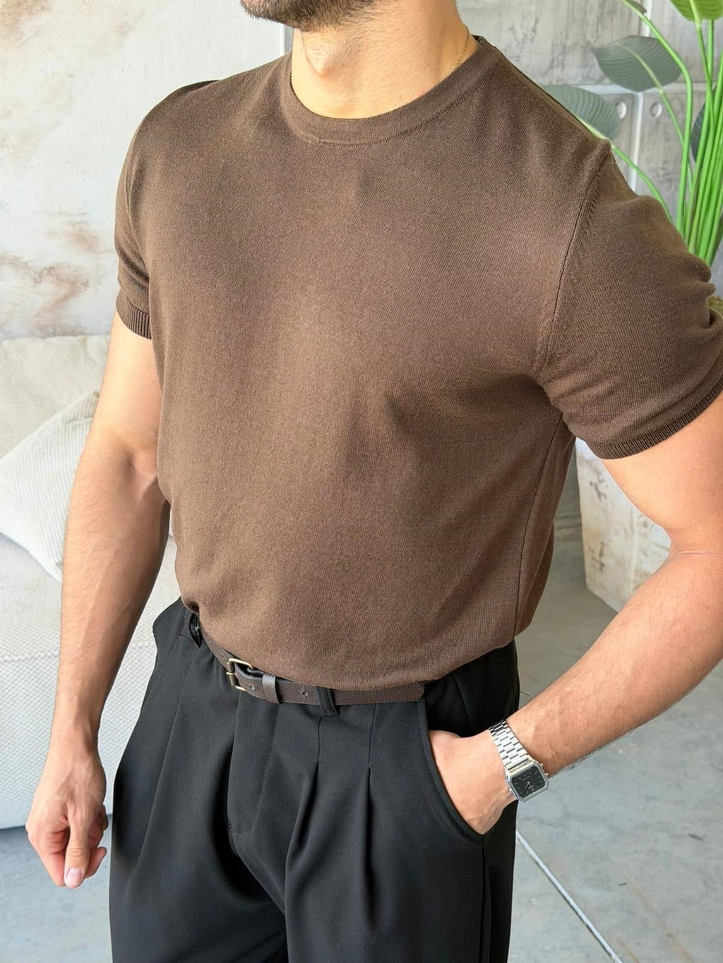 Basic Knitted Knitwear - Brown | Tst.025