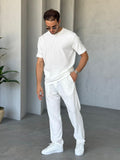 Ribbed Ottoman Set – White | Set.08