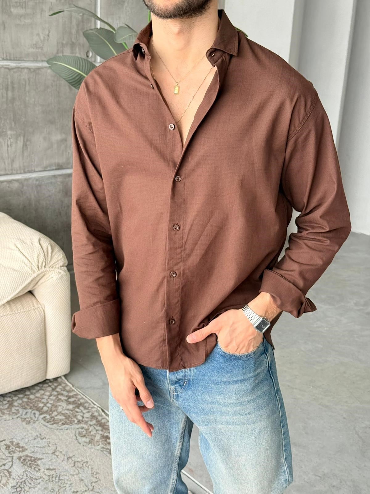 Soft Texture Shirt - Brown | GML.019