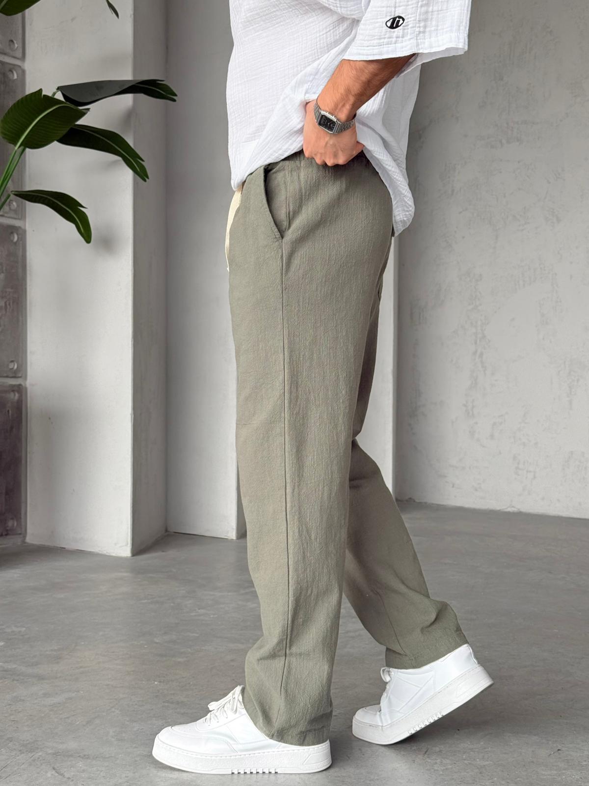 Linen Baggy Pants G - Haki | PNT.09