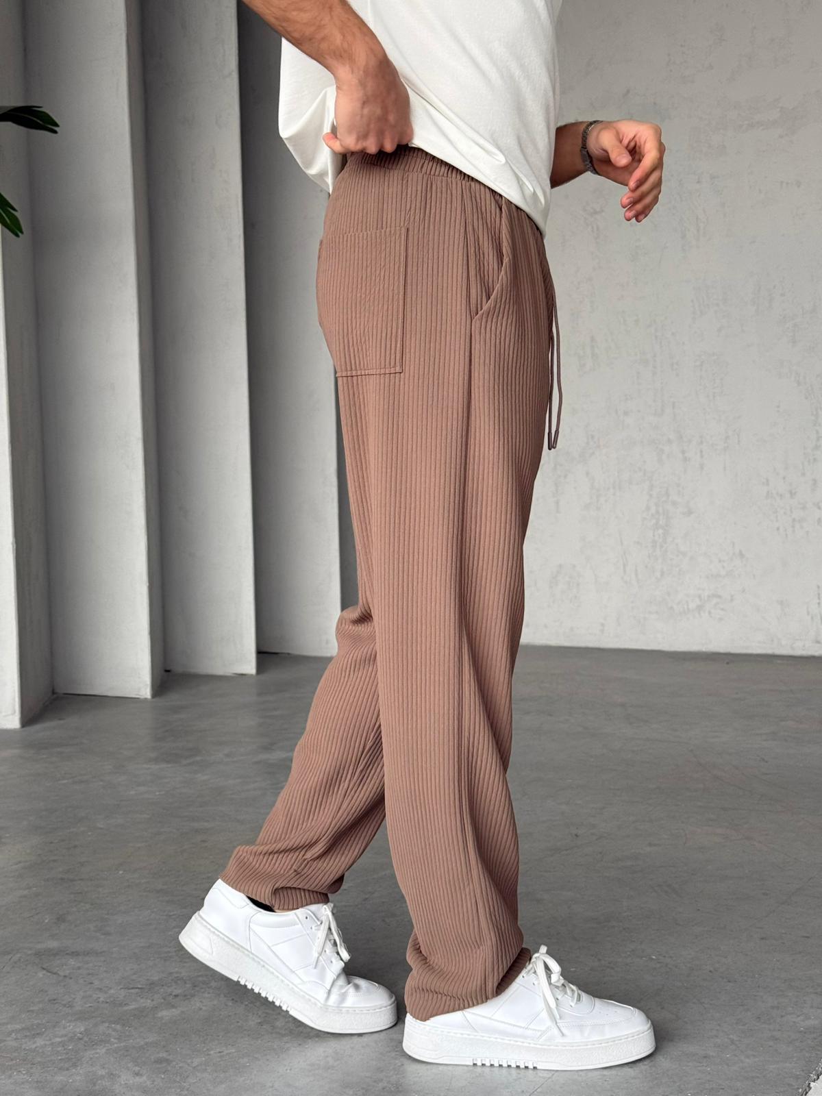 Ribbed Jogger Pants M – Brown | PNT.07