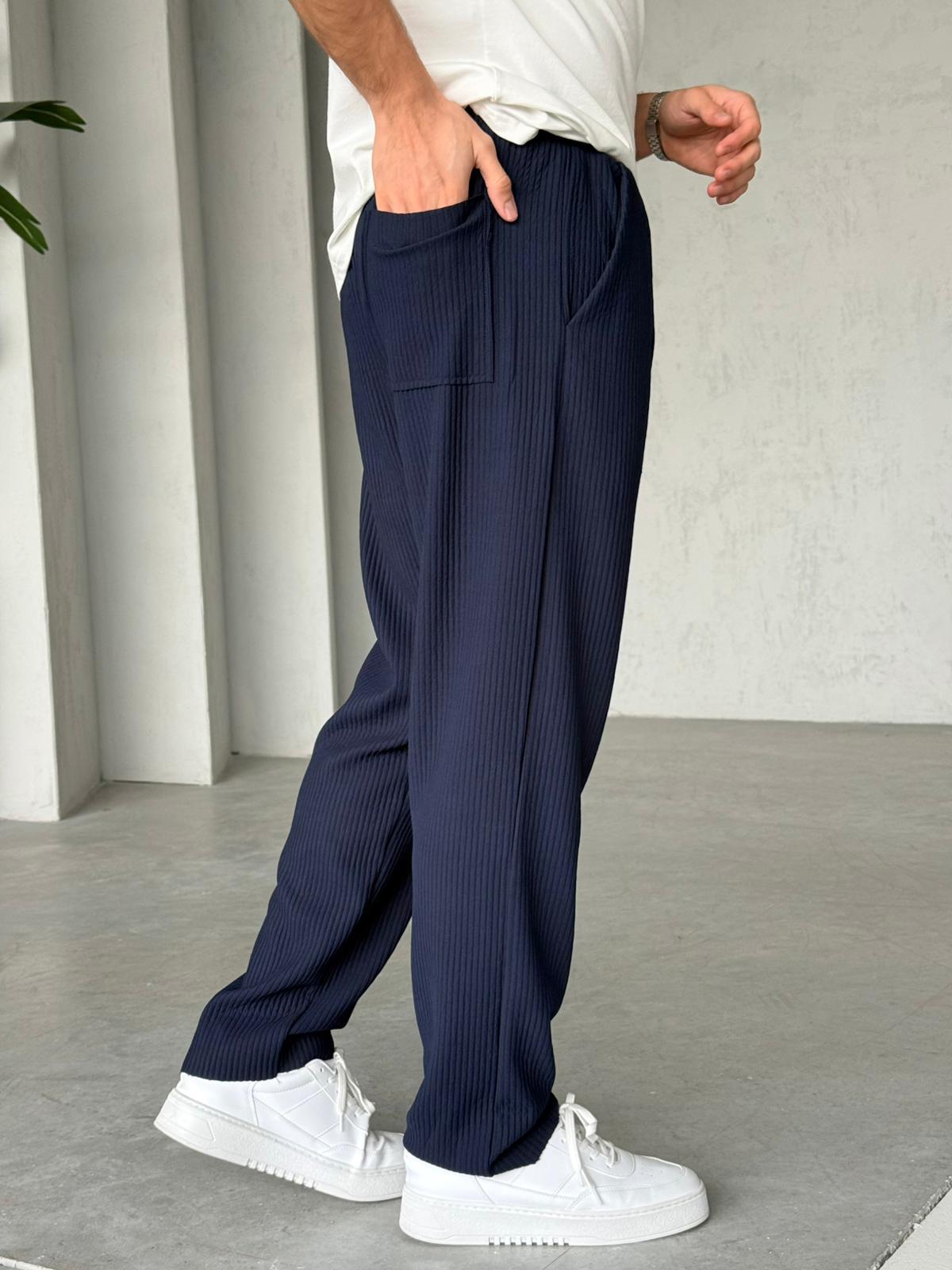 Ribbed Jogger Pants M – Navy | PNT.07