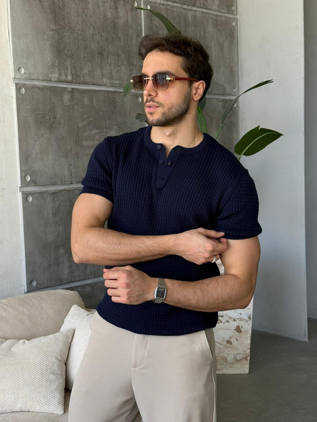 Button Knit – Navy Blue | TST.020