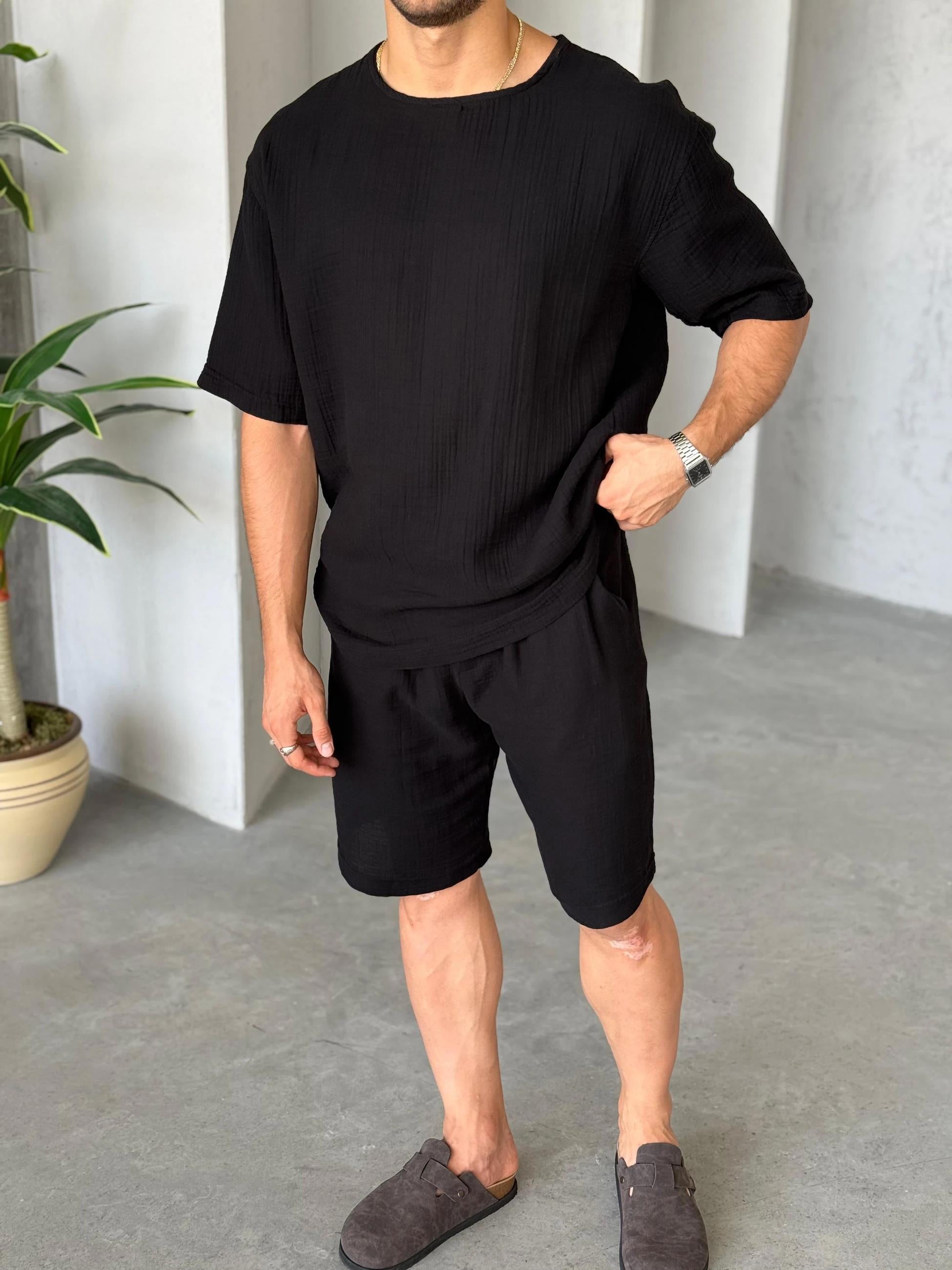 Muslin Short Set – Black | Set.010
