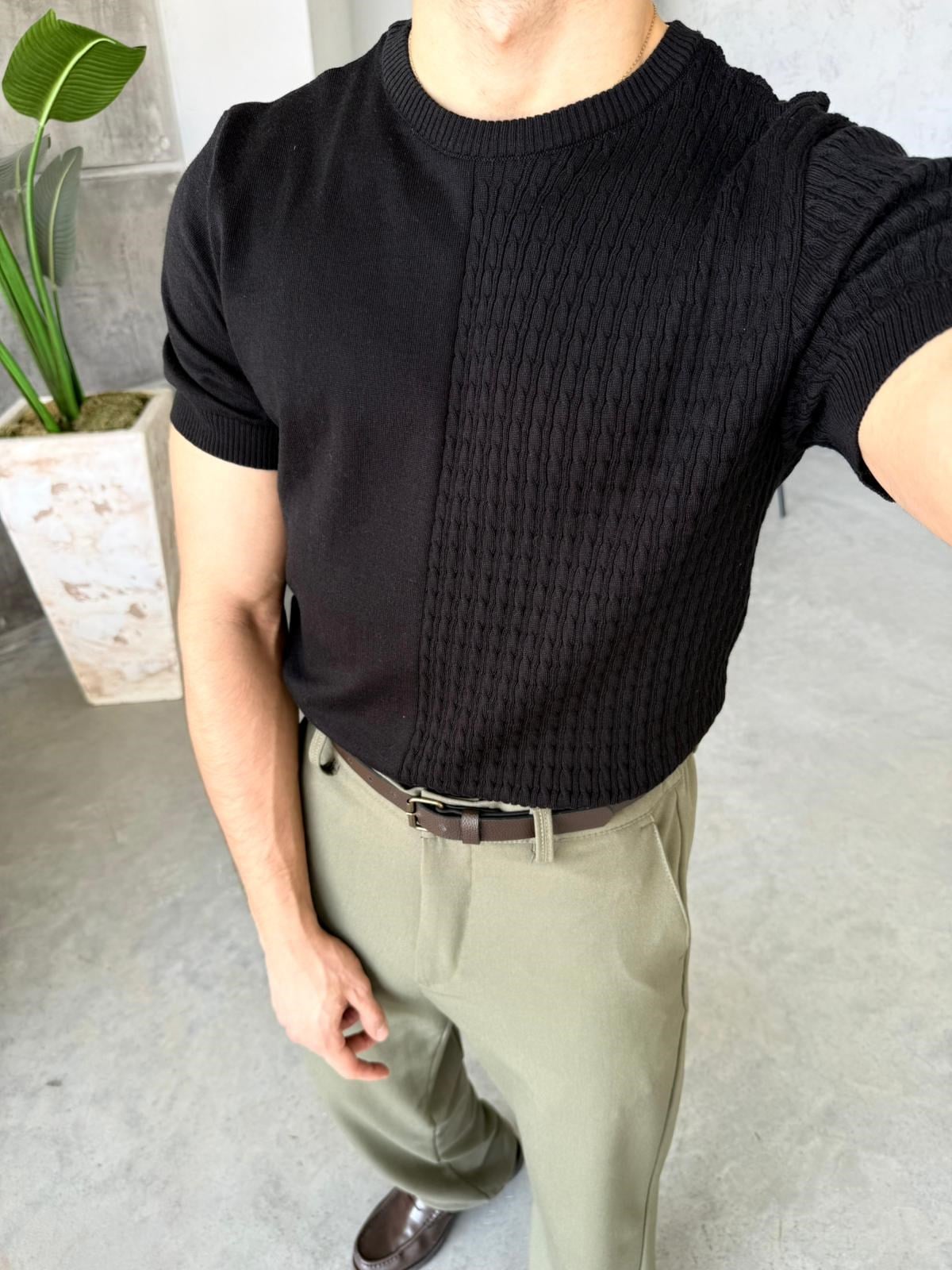 Contrast Knit T – Black | TST.020