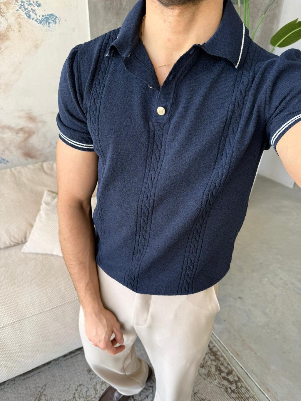 Gold Button Triko – Navy Blue | TST.021