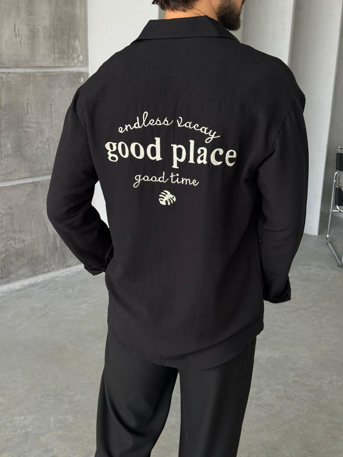 Linen Oversize Shirt - Black | GML.013