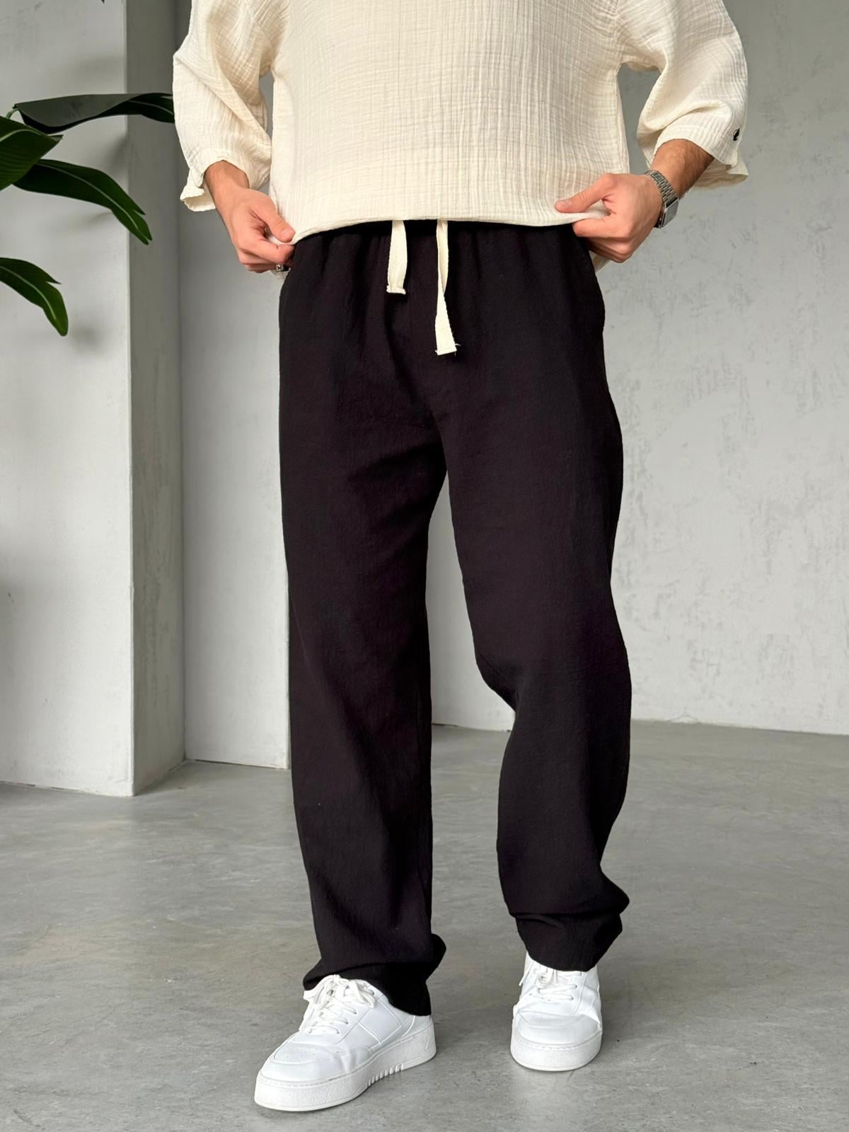 Linen Baggy Pants G -Black | PNT.09