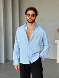 Vertical Striped Shirt - Baby Blue | GML.012