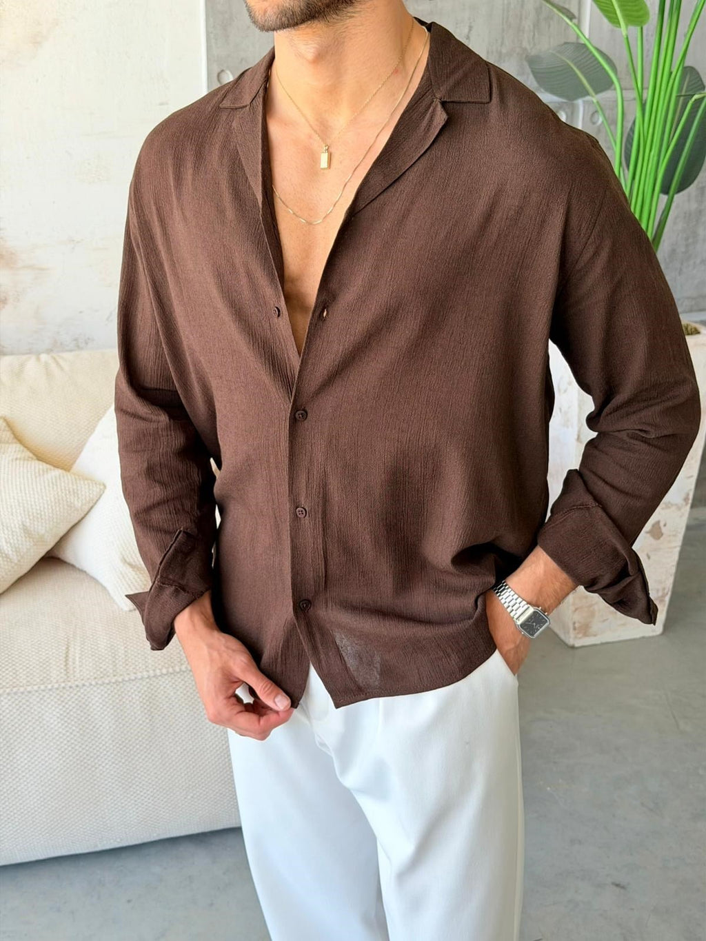 Collar Camp Shirt Brown | GML.017