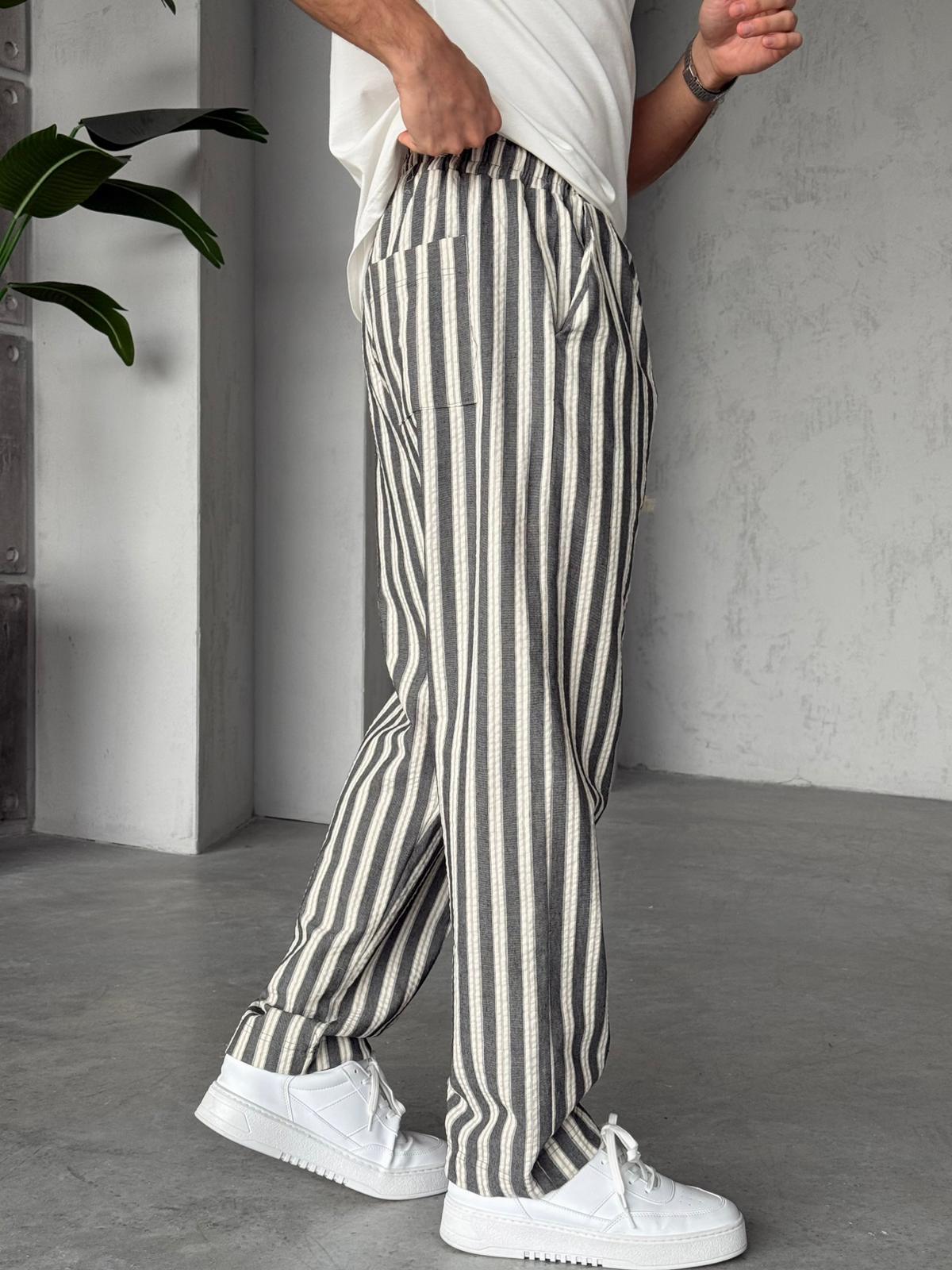 Striped Jogger Pants M - HAKI | PNT.08