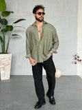 Patterned Modal  Shirt – Khaki | GML.017