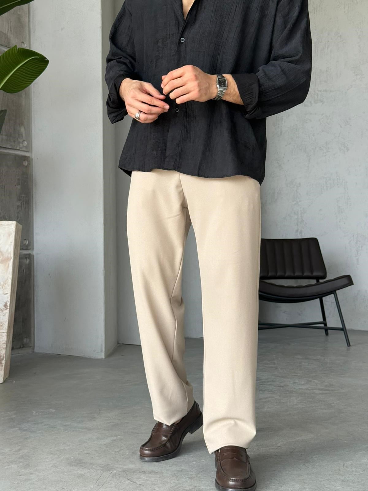 Baggy Fit Pants W – Cream | PNT.03