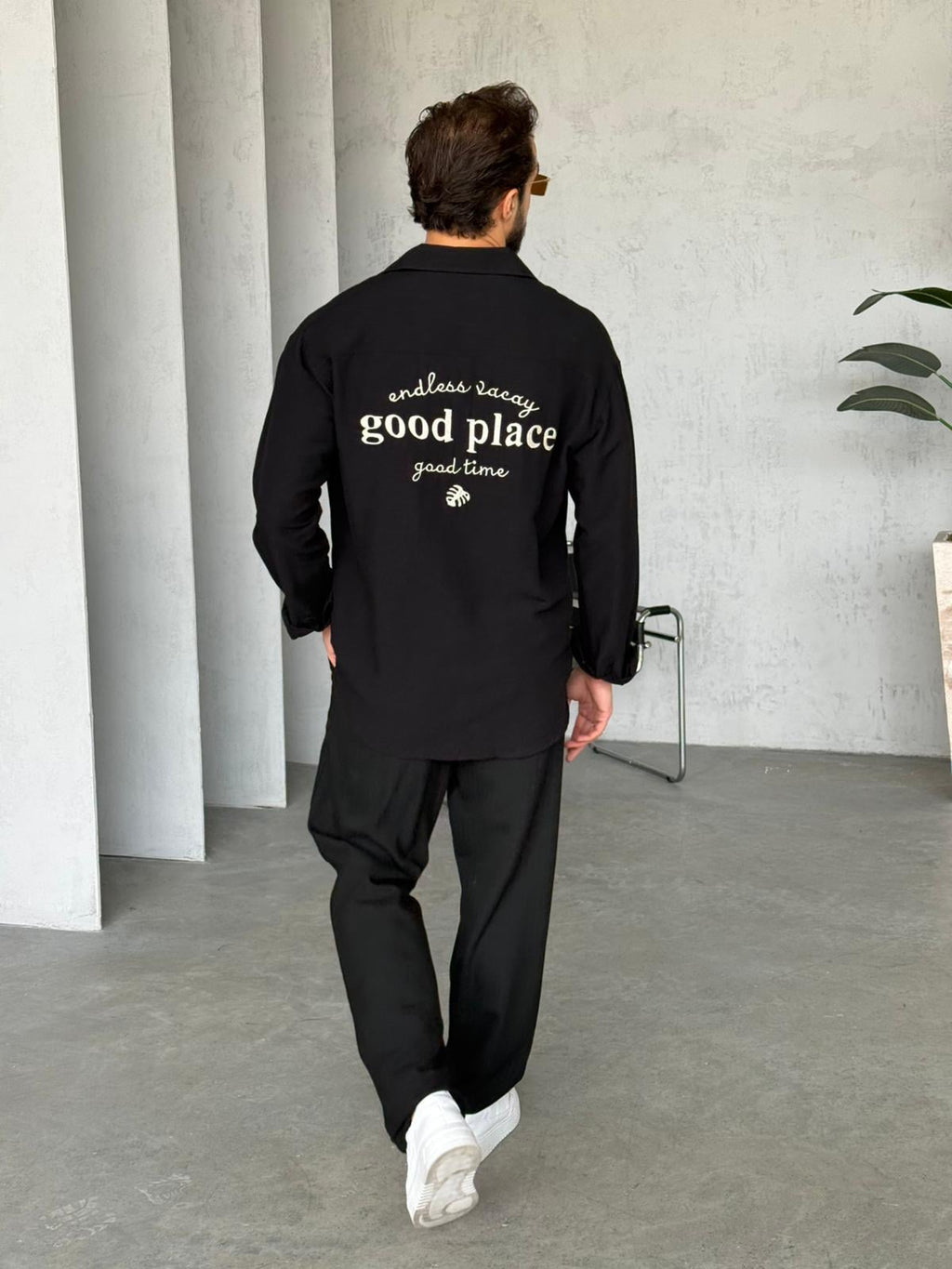 Linen Oversize Shirt - Black | GML.013