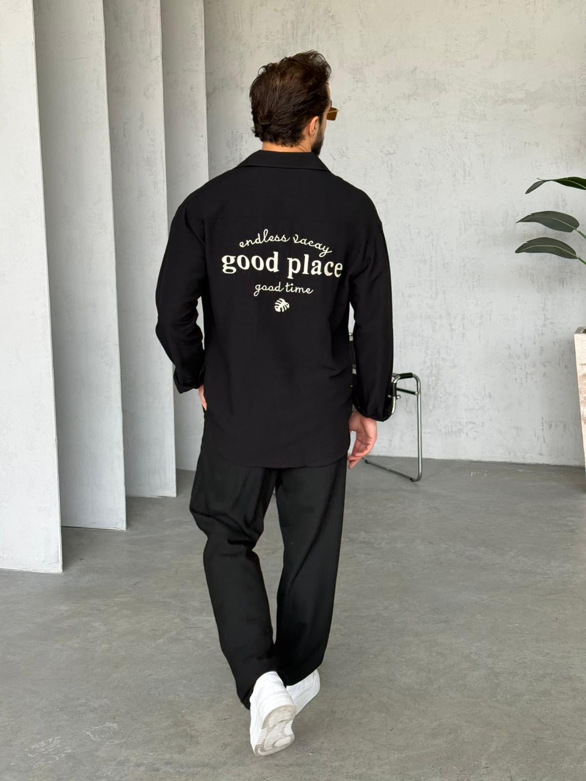 Linen Oversize Shirt - Black | GML.013