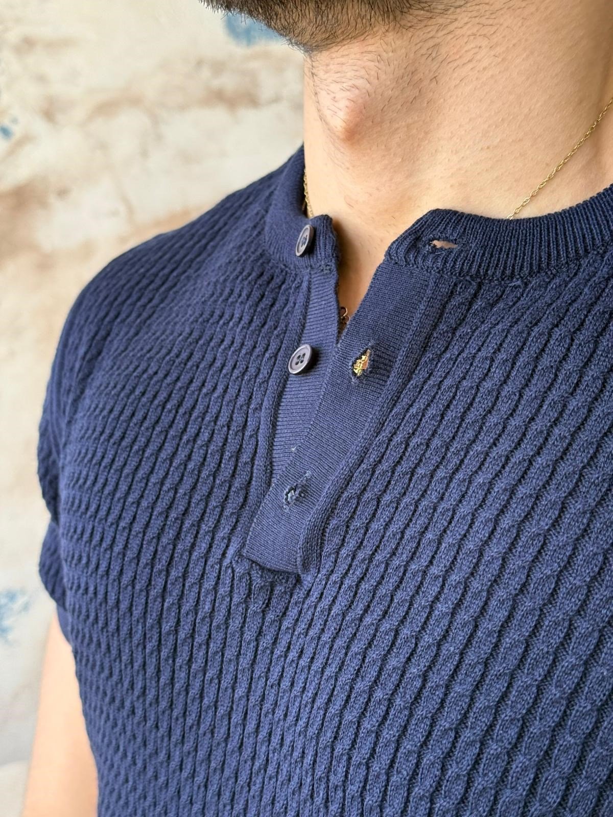 Button Knit – Navy Blue | TST.020