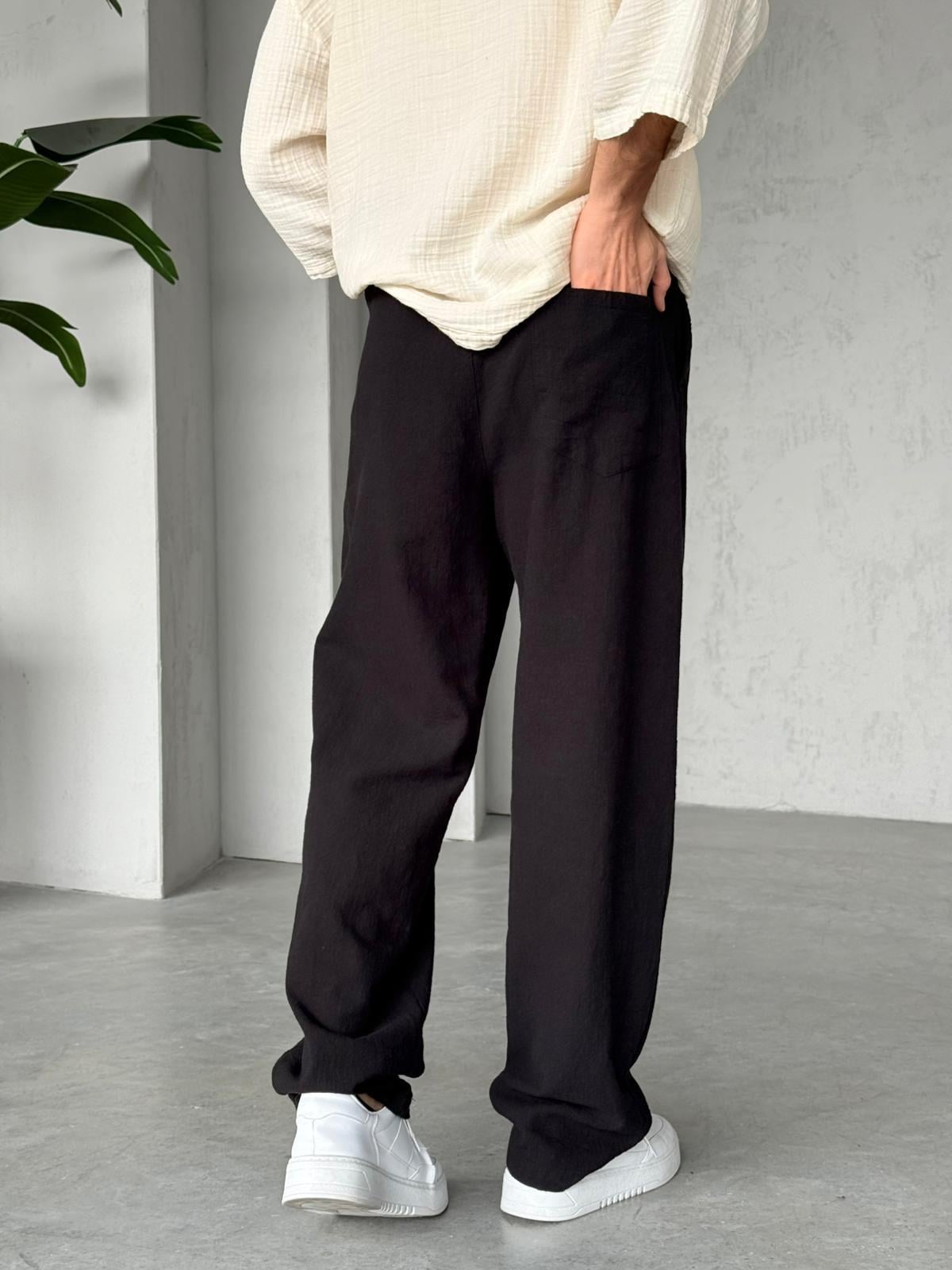 Linen Baggy Pants G -Black | PNT.09