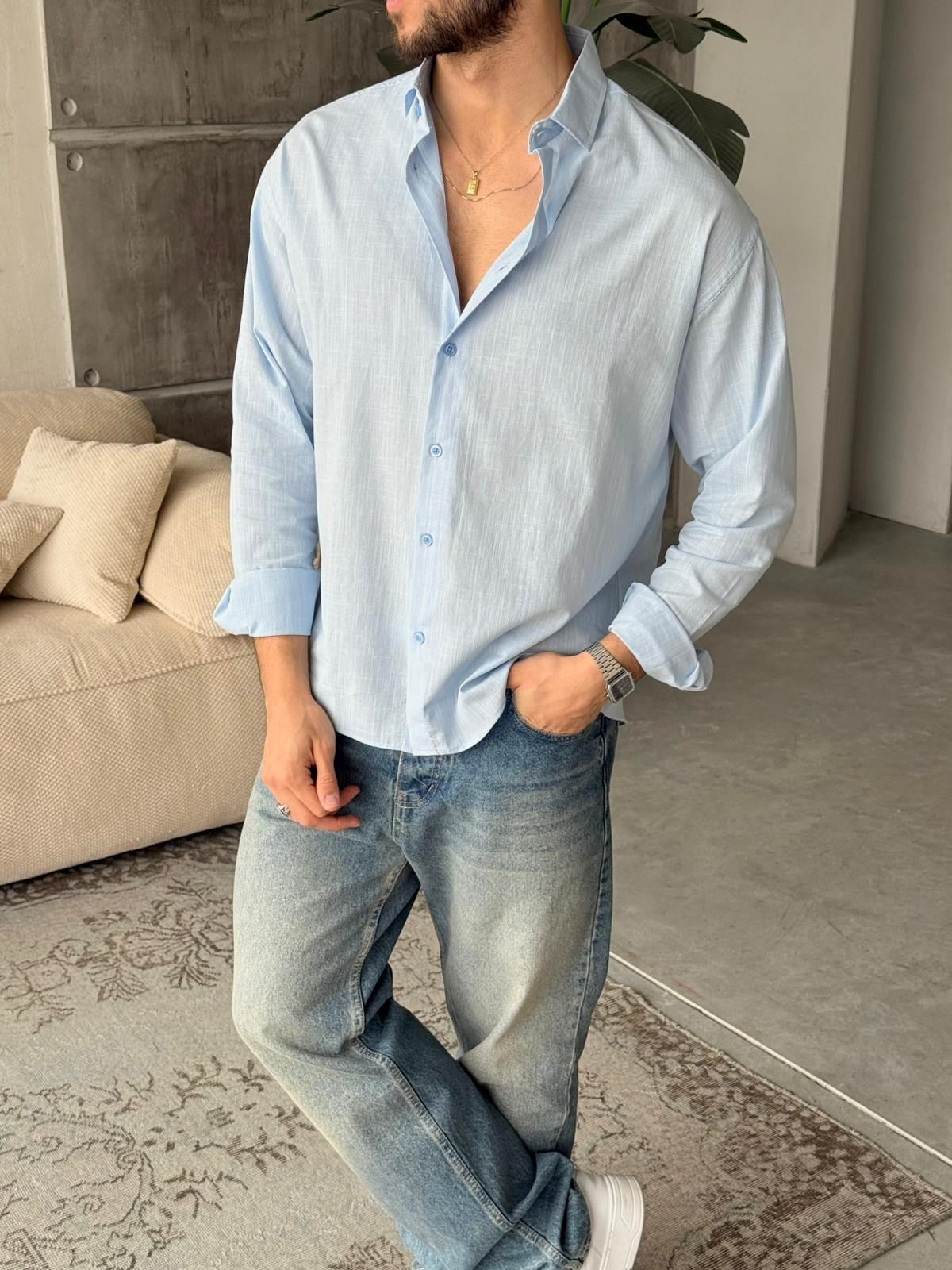 Soft Texture Shirt - Baby Blue | GML.019