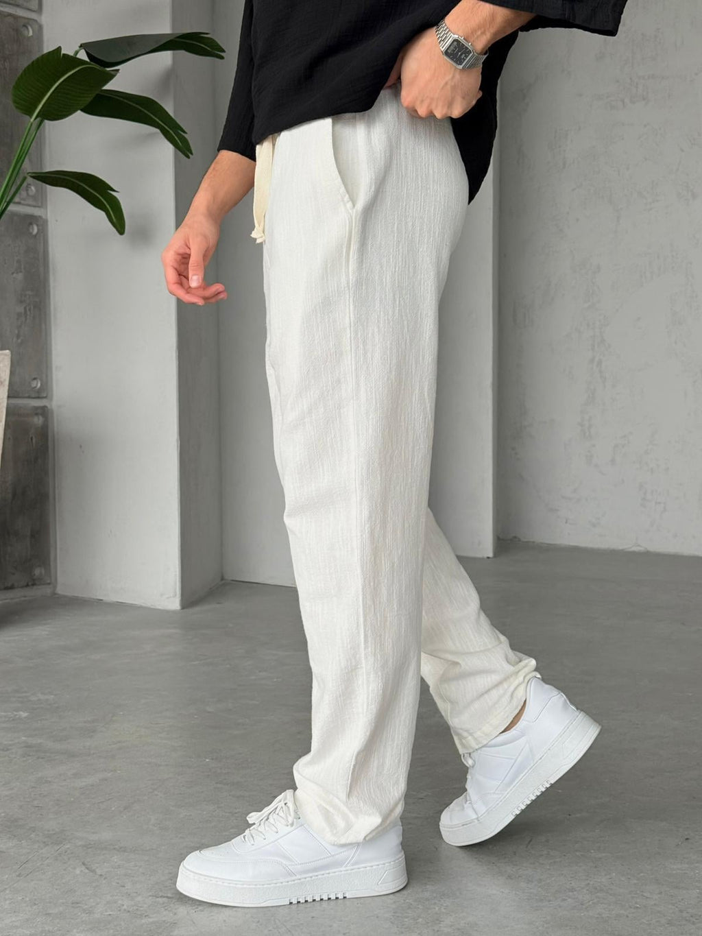 Linen Baggy Pants G -White | PNT.09