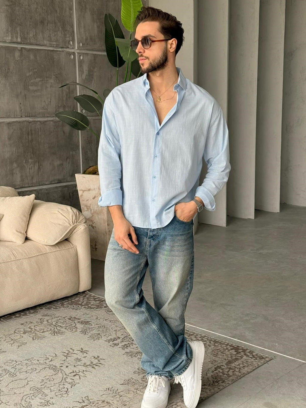 Soft Texture Shirt - Baby Blue | GML.019