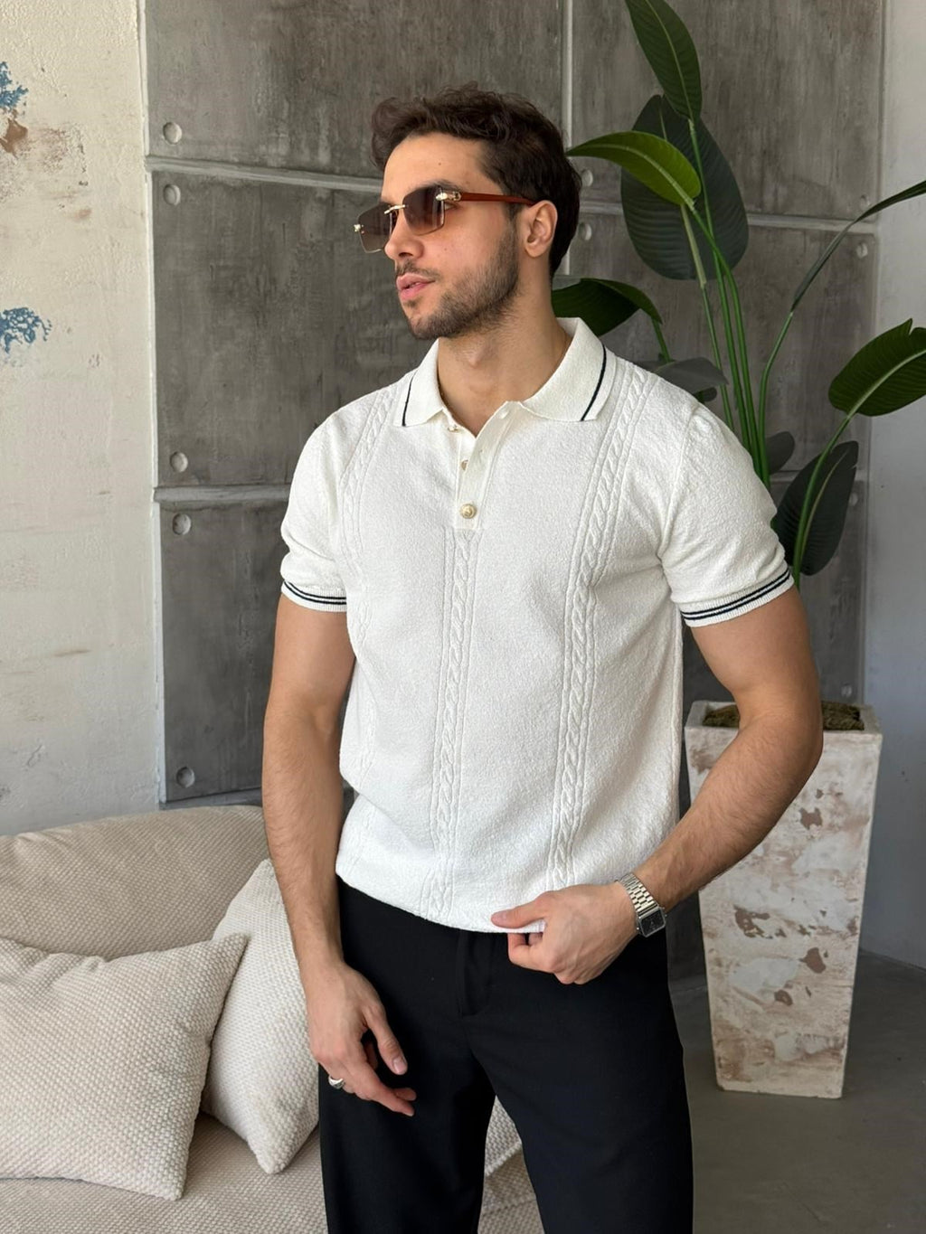 Gold Button Triko –  White | TST.021