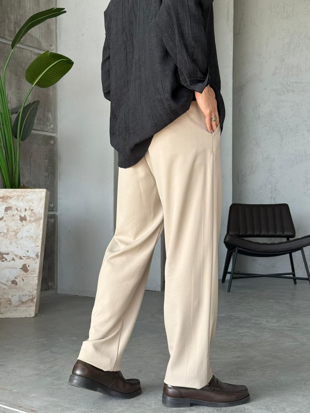 Baggy Fit Pants W – Cream | PNT.03