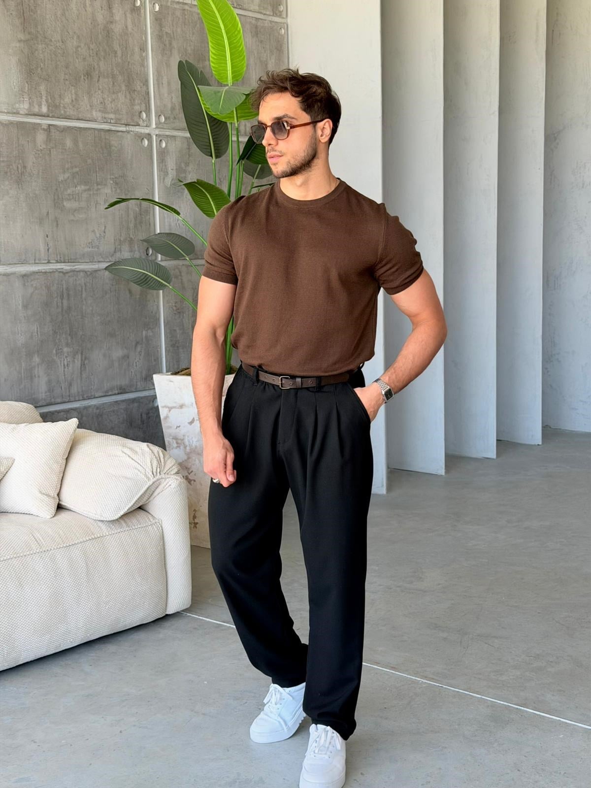 Basic Knitted Knitwear - Brown | Tst.025