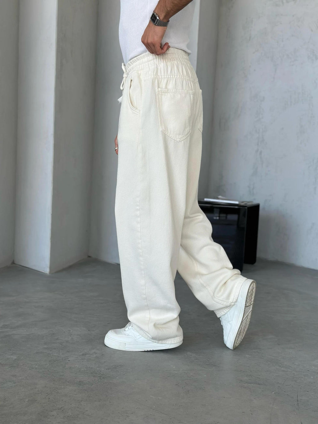 Gabardine Baggy Pants - Cream | PNT.010