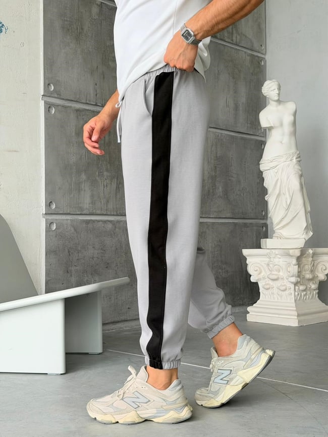Double Face Striped Tracksuit – ICE GREY