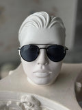 Black Lens Steel Frame Sunglasses