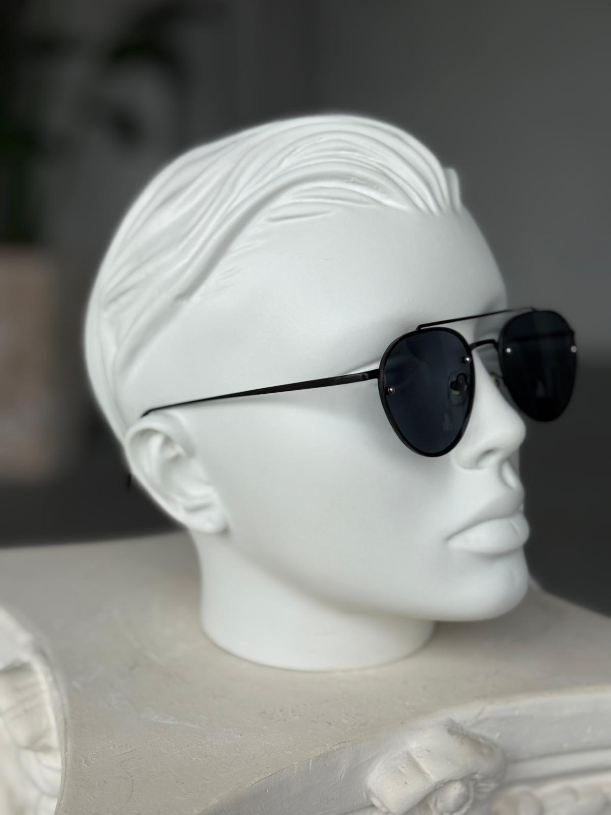 Black Lens Steel Frame Sunglasses