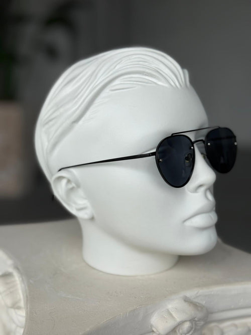 Black Lens Steel Frame Sunglasses