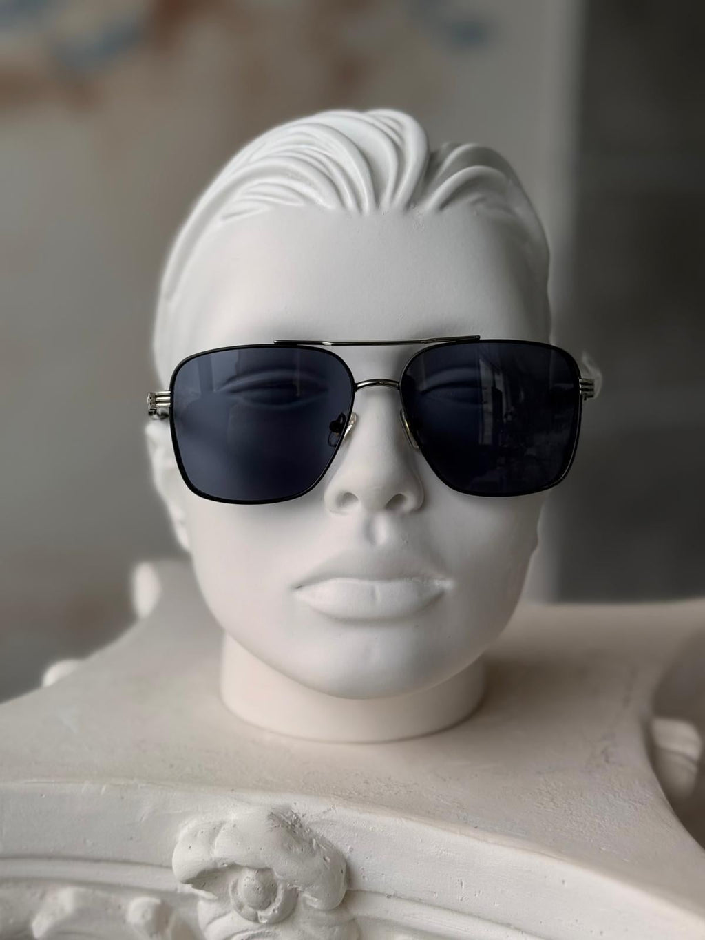 Black Lens Silver Frame Sunglasses