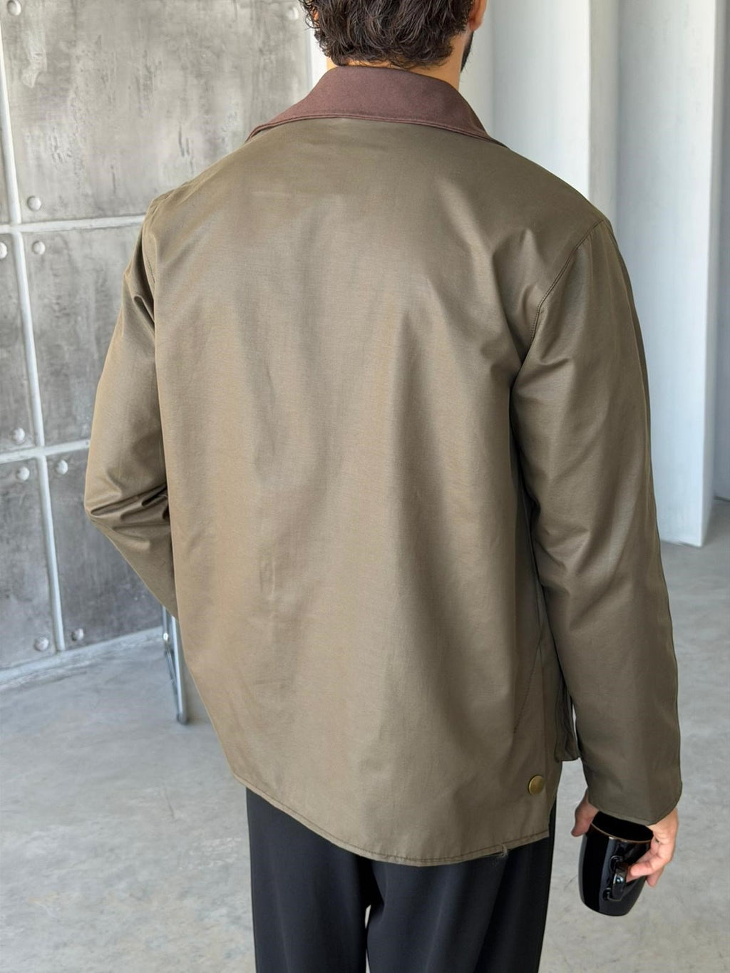 Waxed Snap-Button Pocket Detail Oversiz - Green e Jacket -