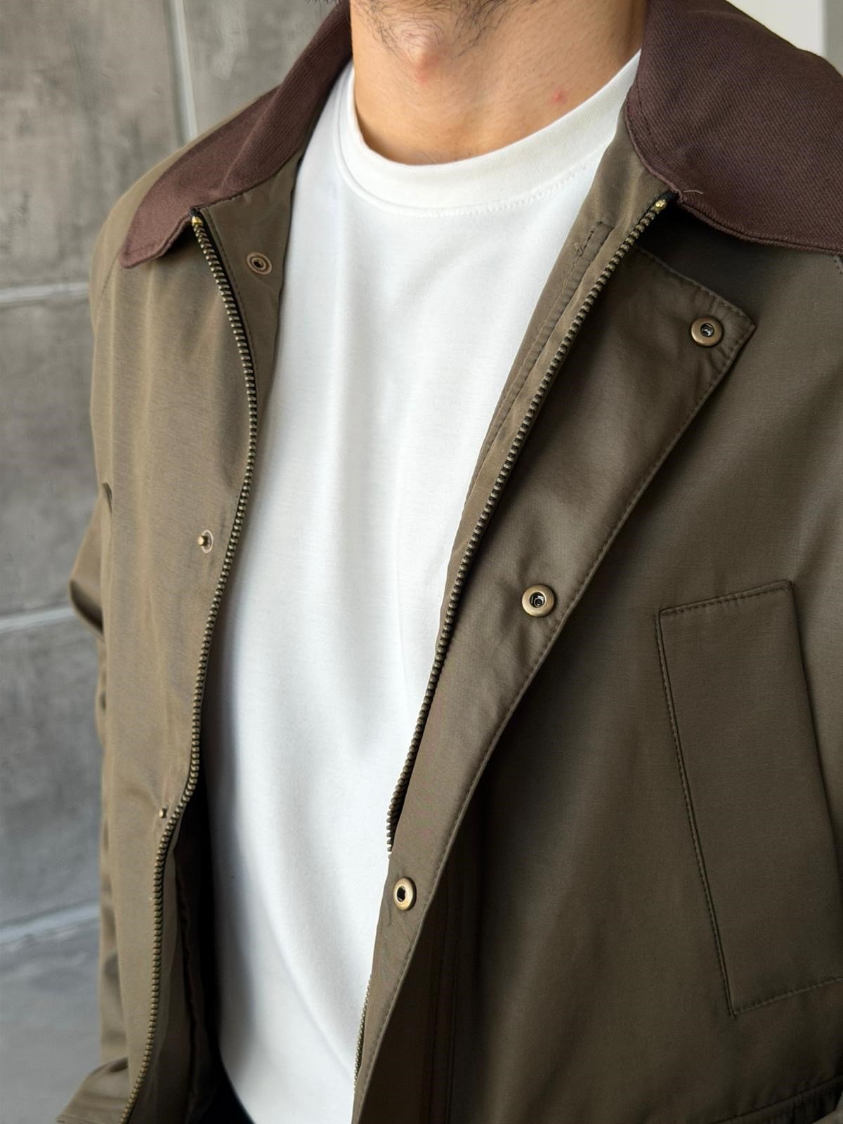 Waxed Snap-Button Pocket Detail Oversiz - Green e Jacket -