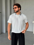 Detail Collar Polo Knit – White | TST.011