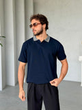 Detail Collar Polo Knit – Navy | TST.011