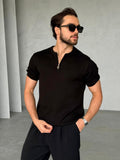 Zip Collar Sweater – Black | TST.08