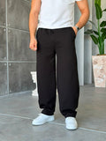 Side Stripe Detail Double Face Baggy Tracksuit – Black