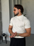 Half-Neck Double-Face T-Shirt - Cream