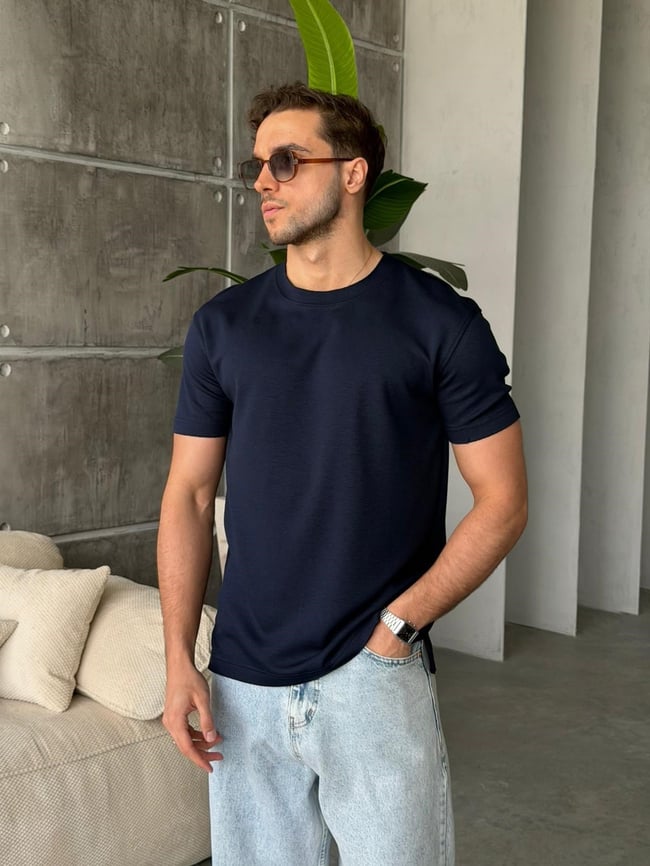 Slit Detail Modal T-Shirt – Navy | TST.022
