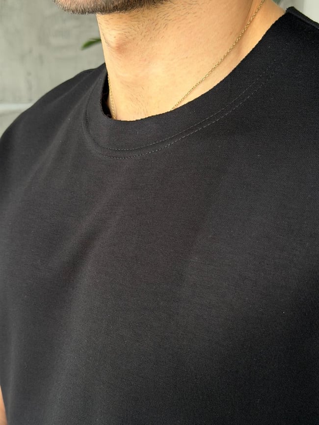 Slit Detail Modal T-Shirt –  Black | TST.022