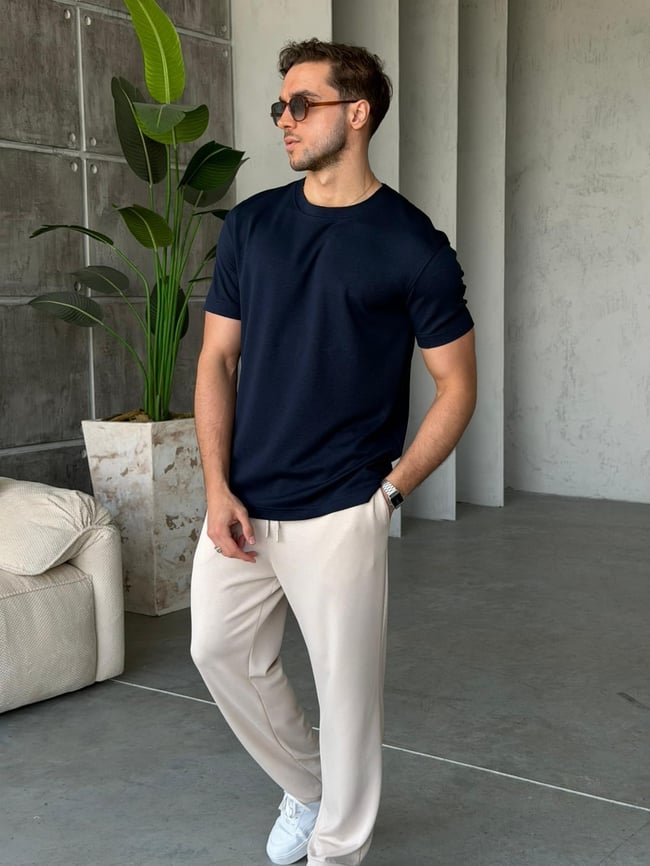 Slit Detail Modal T-Shirt – Navy | TST.022
