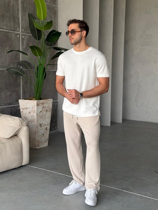 Slit Detail Modal T-Shirt –  White | TST.022