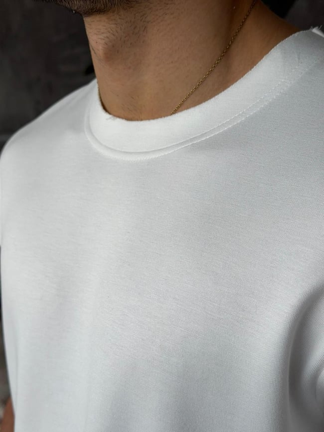 Slit Detail Modal T-Shirt –  White | TST.022