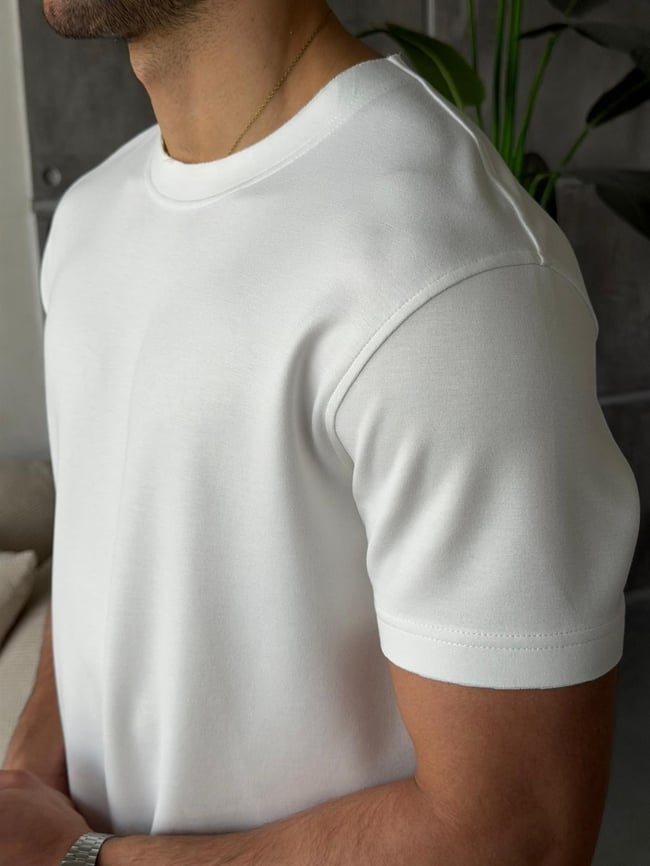 Slit Detail Modal T-Shirt –  White | TST.022
